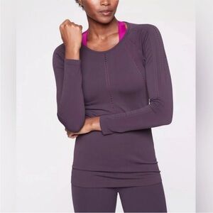 ATHLETA Foothill Seamless Long Sleeve Breathable Athletic Shirt Plum Size S